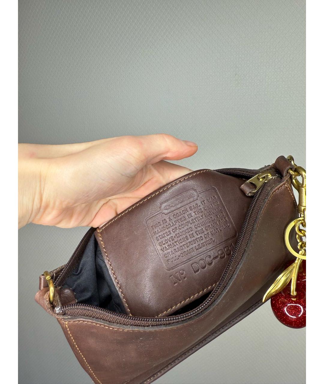 COACH Коричневая сумка с короткими ручками из искусственной кожи, фото 5