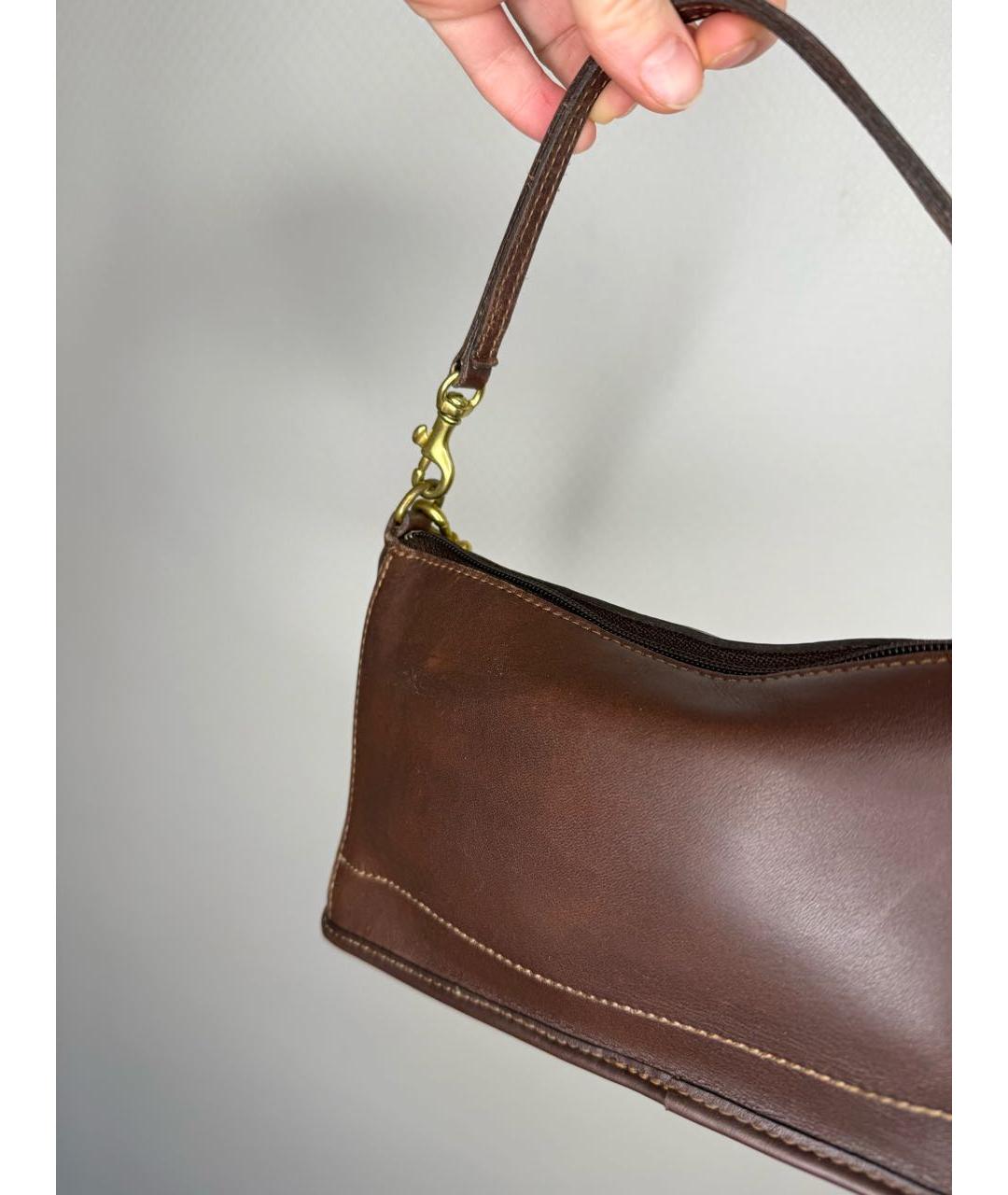 COACH Коричневая сумка с короткими ручками из искусственной кожи, фото 4