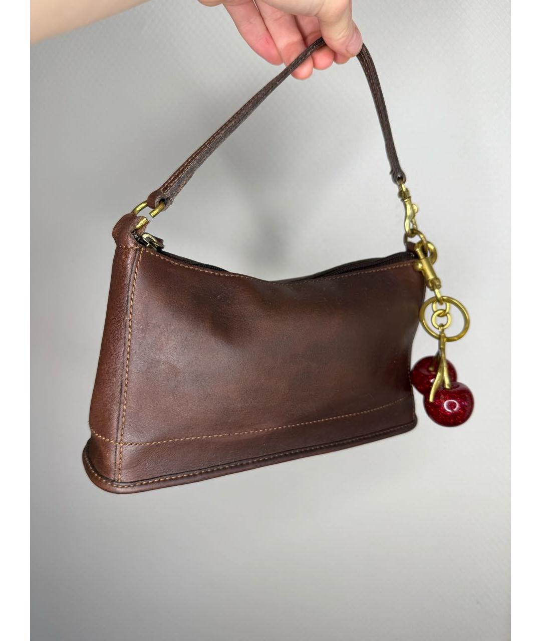 COACH Коричневая сумка с короткими ручками из искусственной кожи, фото 3