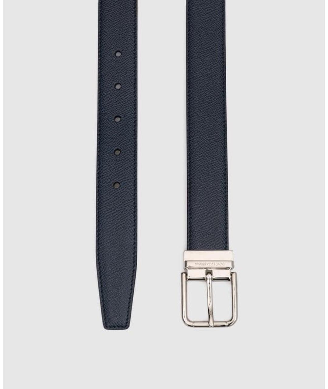 DOLCE&GABBANA Темно-синий кожаный ремень, фото 3