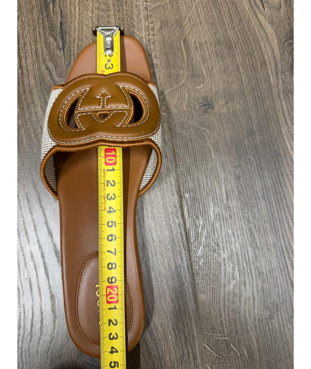 GUCCI Коричневые текстильные мюли, фото 5