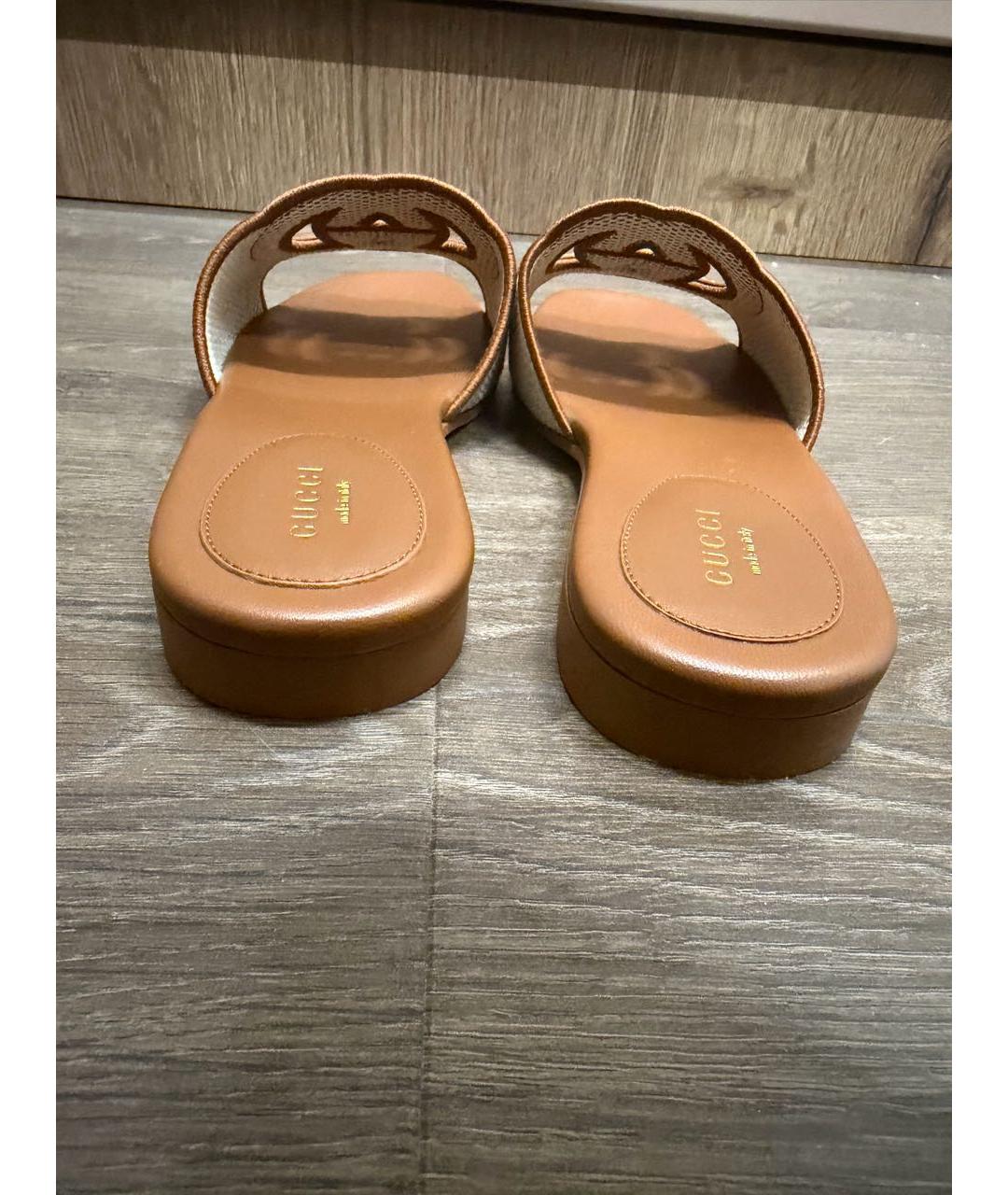 GUCCI Коричневые текстильные мюли, фото 4