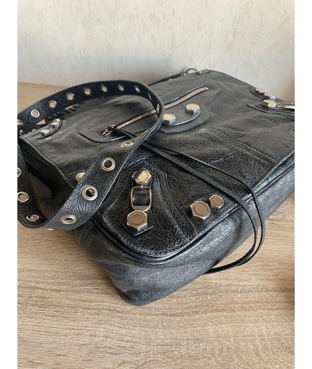 BALENCIAGA Черная кожаная сумка через плечо, фото 4