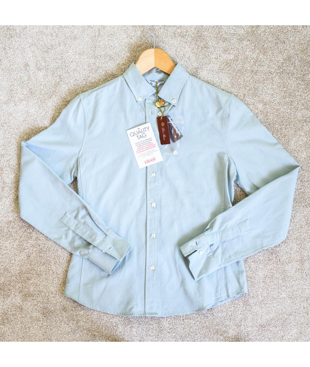 LORO PIANA Голубая хлопковая рубашка, фото 7