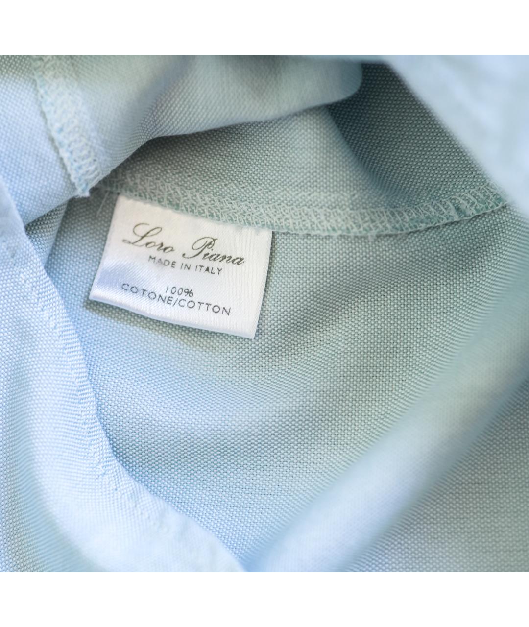 LORO PIANA Голубая хлопковая рубашка, фото 5