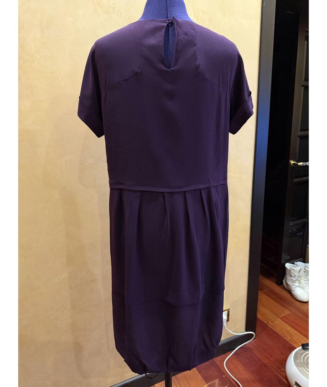 MIU MIU Фиолетовое шелковое повседневное платье, фото 2