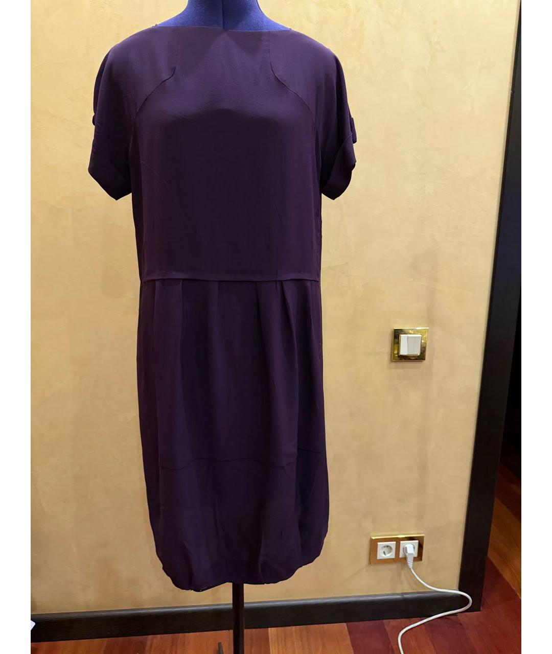 MIU MIU Фиолетовое шелковое повседневное платье, фото 6