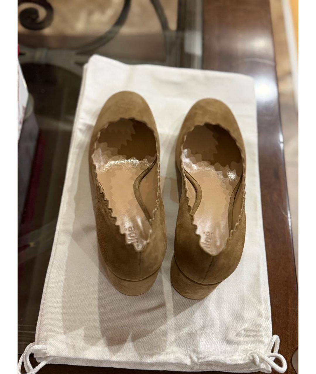 CHLOE Коричневые замшевые туфли, фото 3
