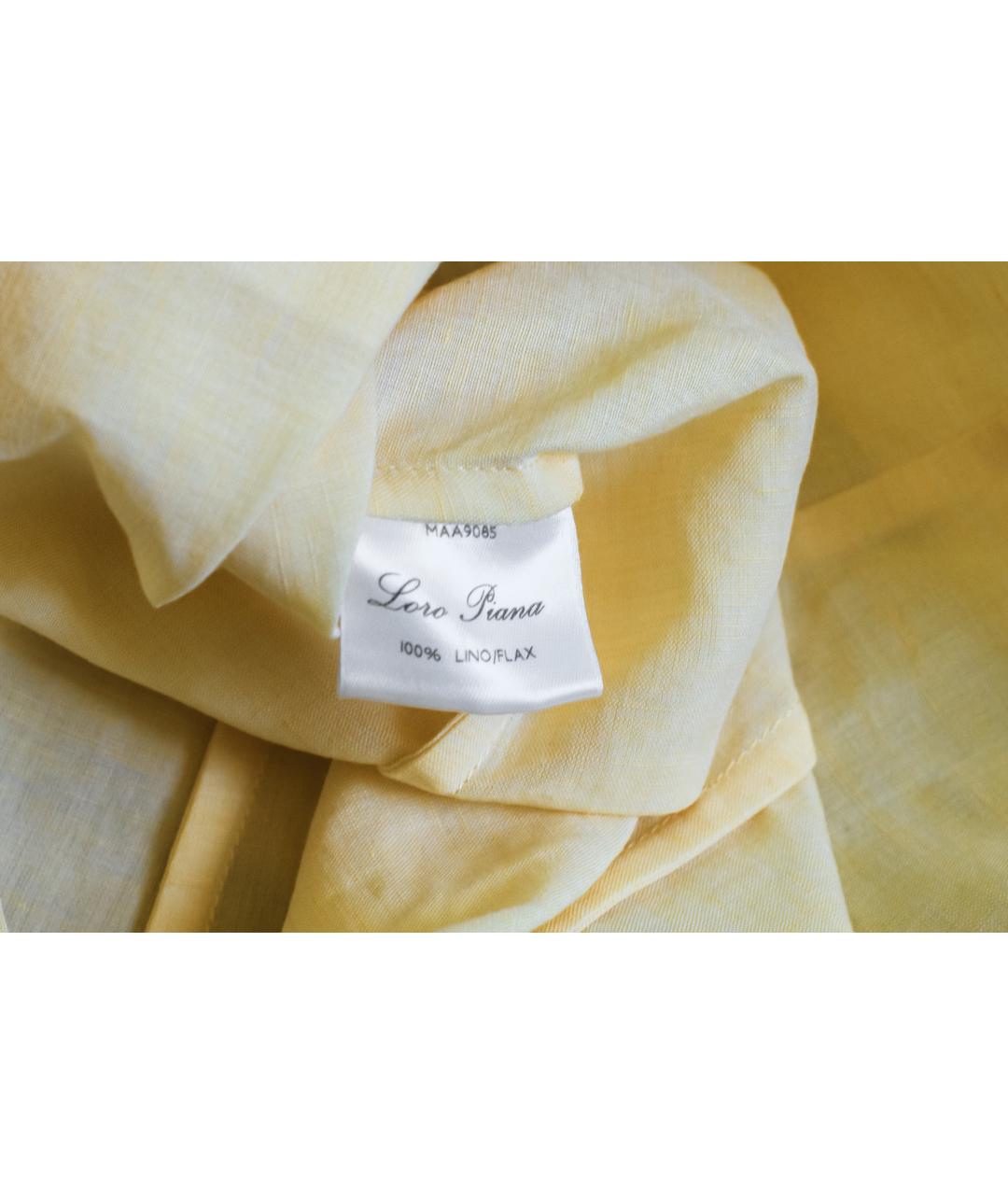 LORO PIANA Желтая льняная рубашка, фото 5