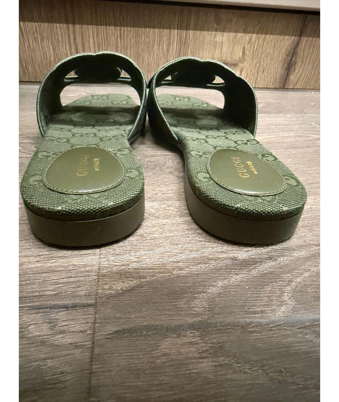 GUCCI Зеленые текстильные мюли, фото 4