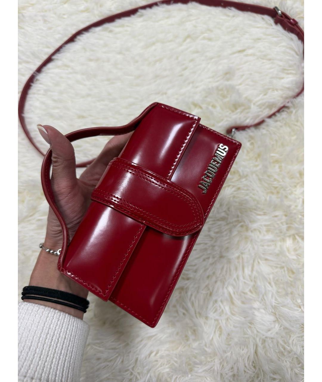 JACQUEMUS Красная кожаная сумка через плечо, фото 3