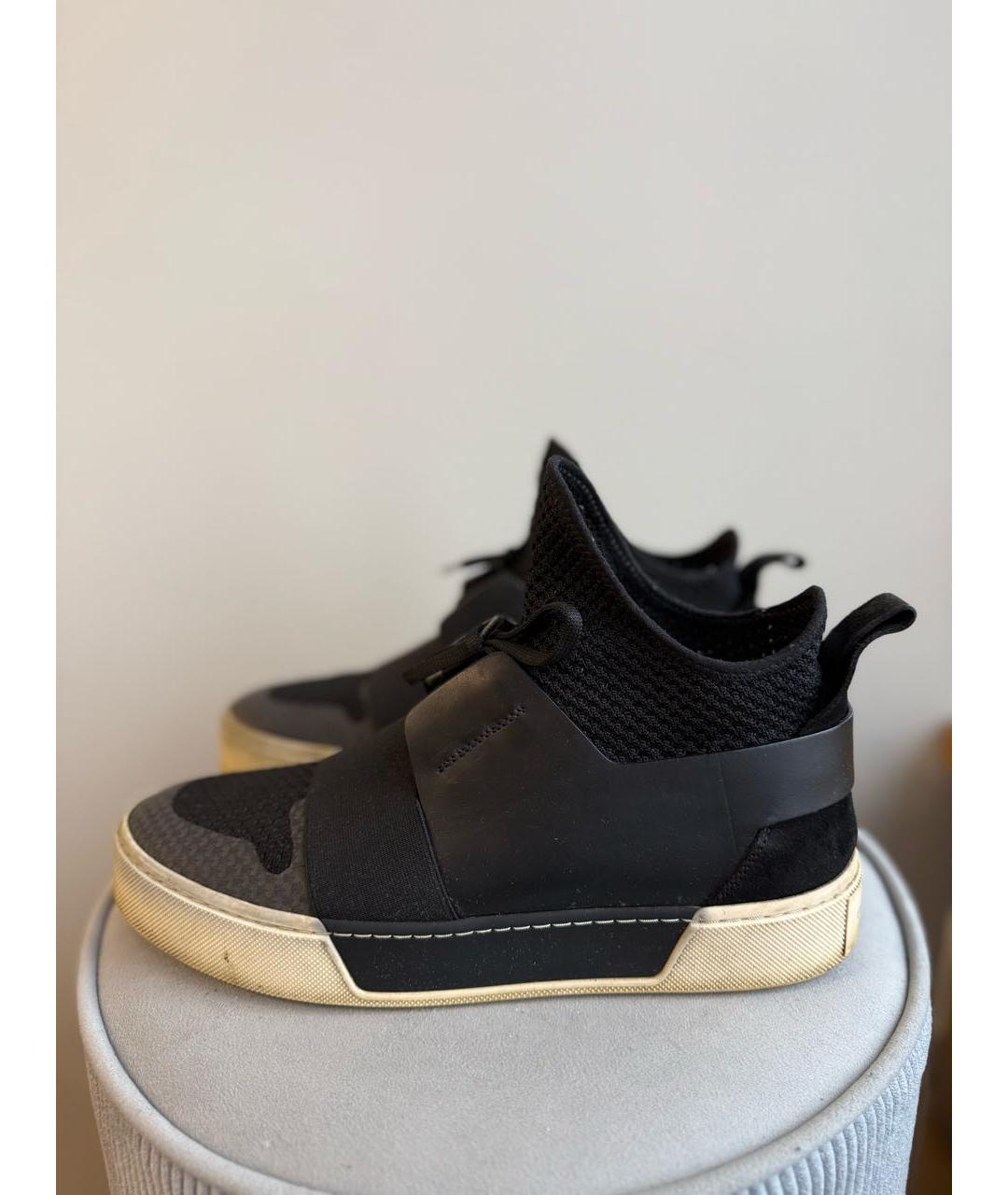 BALENCIAGA Черные текстильные высокие кроссовки / кеды, фото 4