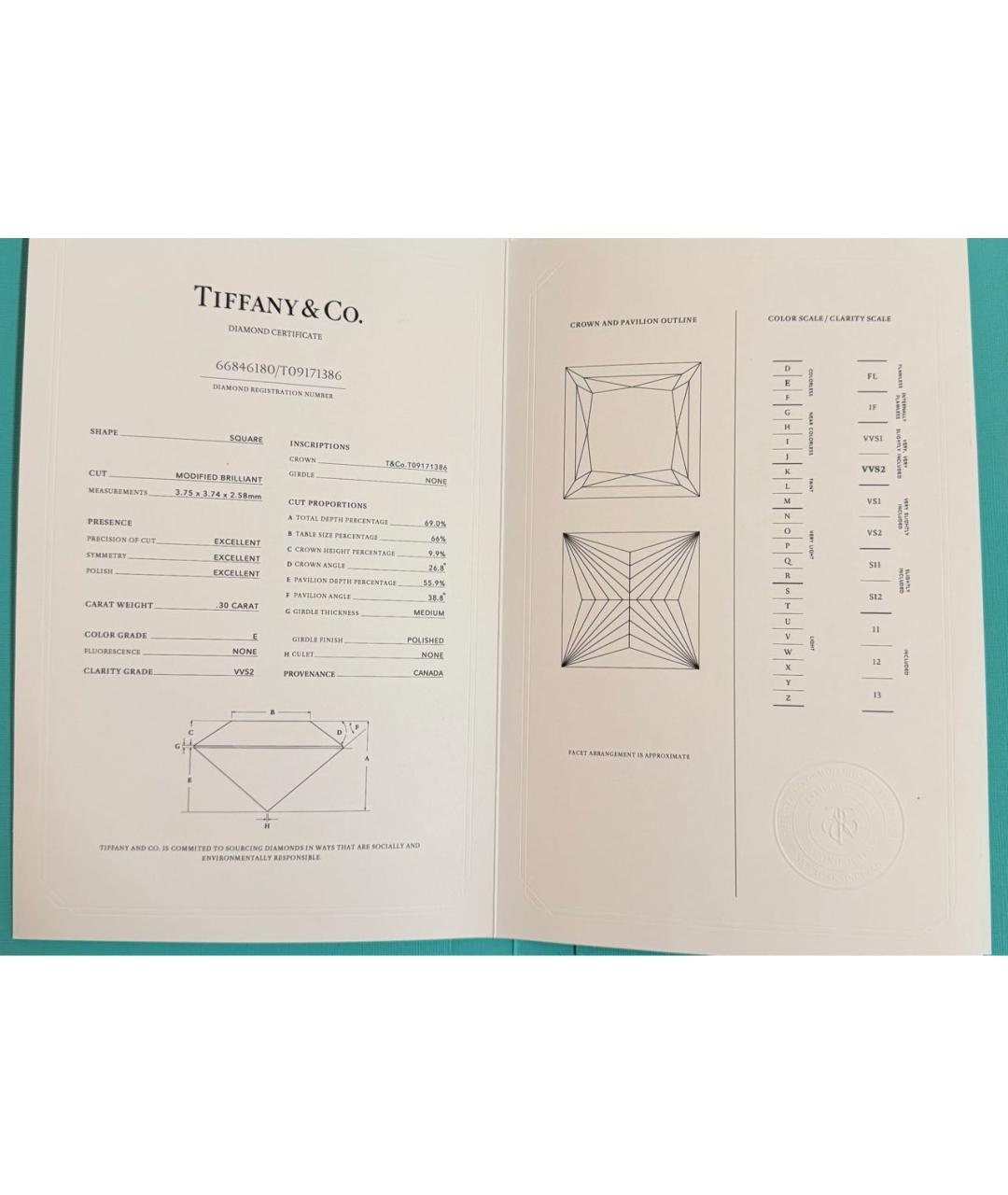 TIFFANY&CO Белое платиновое кольцо, фото 4