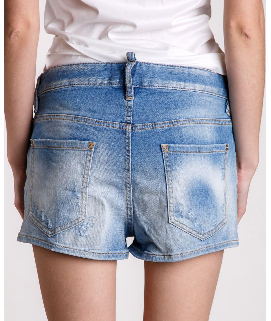 DSQUARED2 Голубые хлопко-эластановые шорты, фото 4