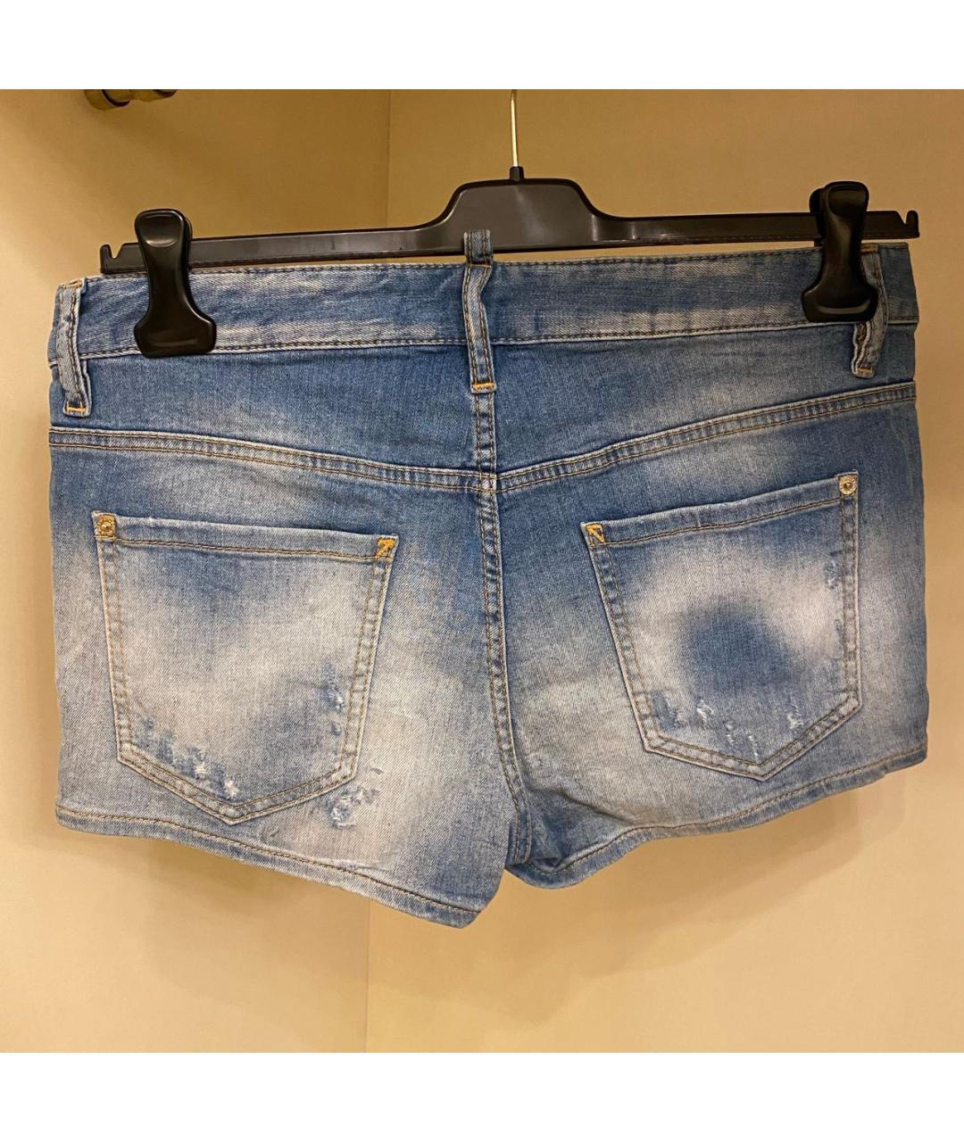 DSQUARED2 Голубые хлопко-эластановые шорты, фото 7