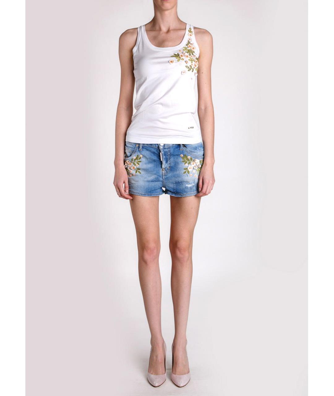 DSQUARED2 Голубые хлопко-эластановые шорты, фото 2