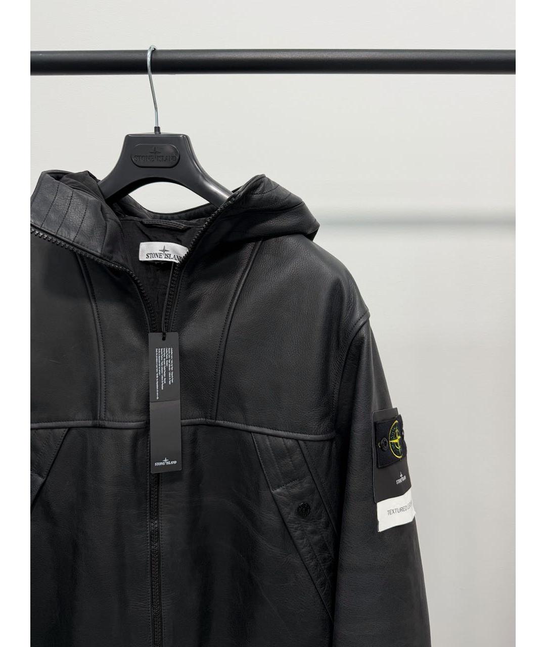 STONE ISLAND Черная кожаная куртка, фото 3