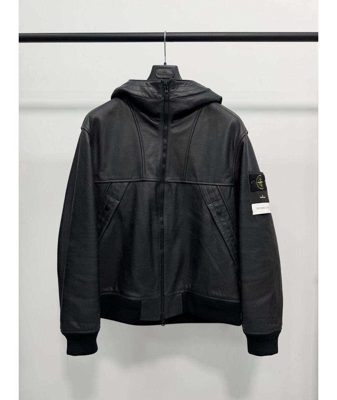 STONE ISLAND Черная кожаная куртка, фото 2
