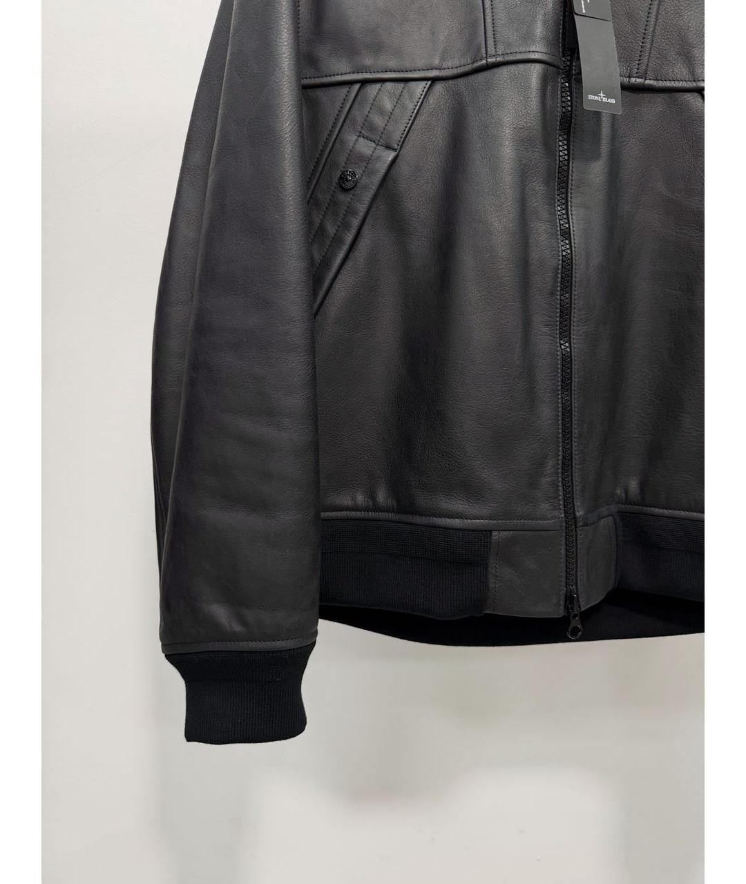 STONE ISLAND Черная кожаная куртка, фото 4