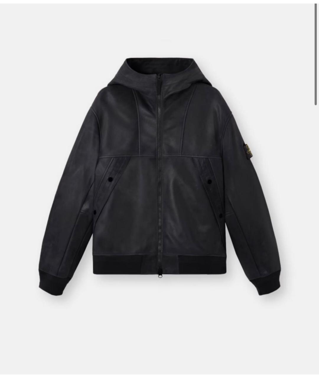 STONE ISLAND Черная кожаная куртка, фото 6