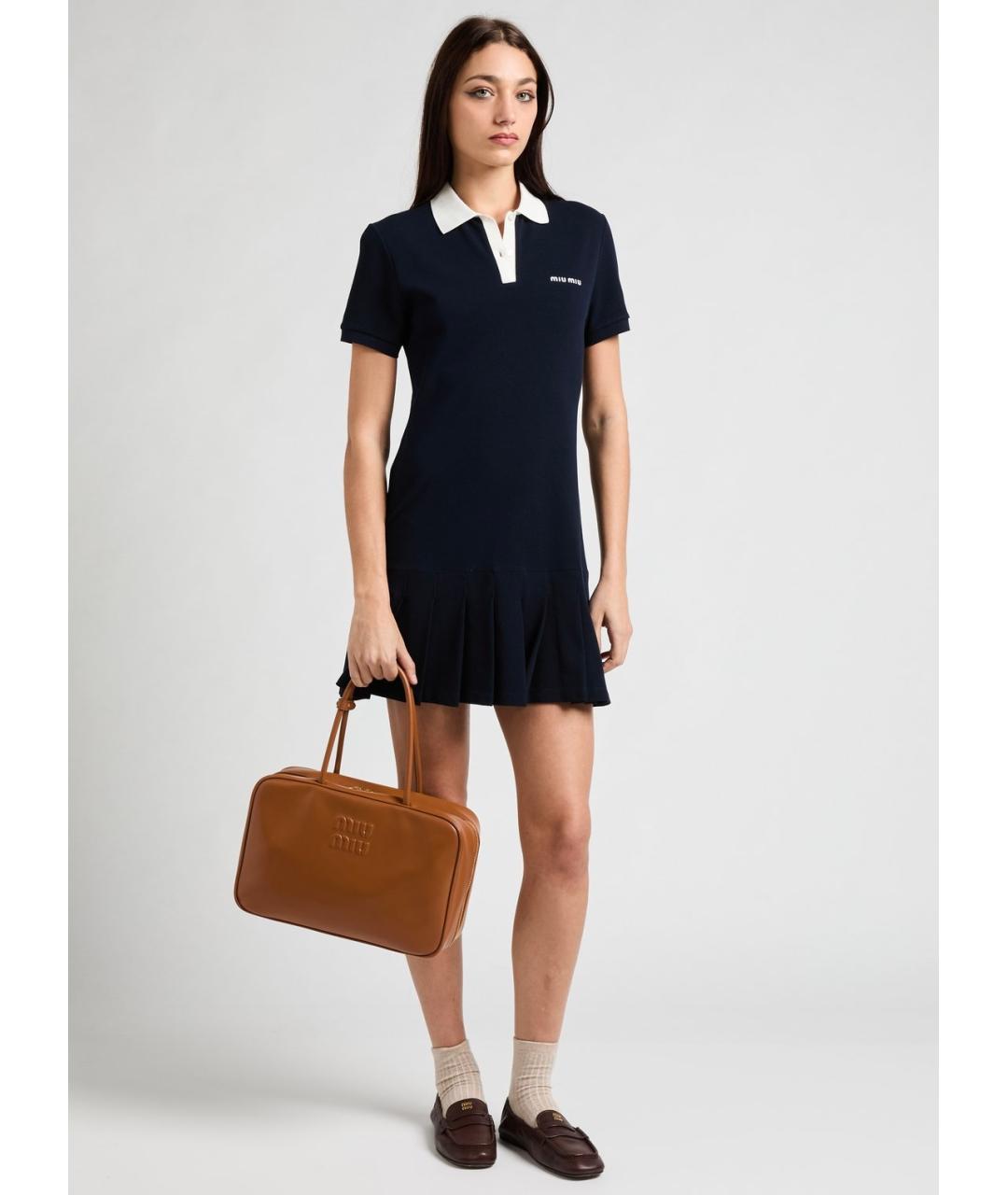 MIU MIU Темно-синее хлопковое повседневное платье, фото 5