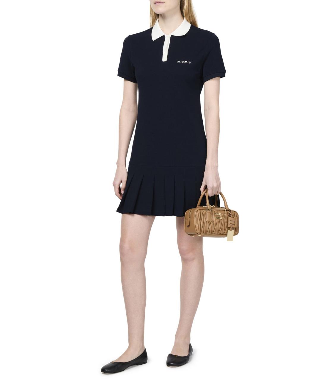 MIU MIU Темно-синее хлопковое повседневное платье, фото 4