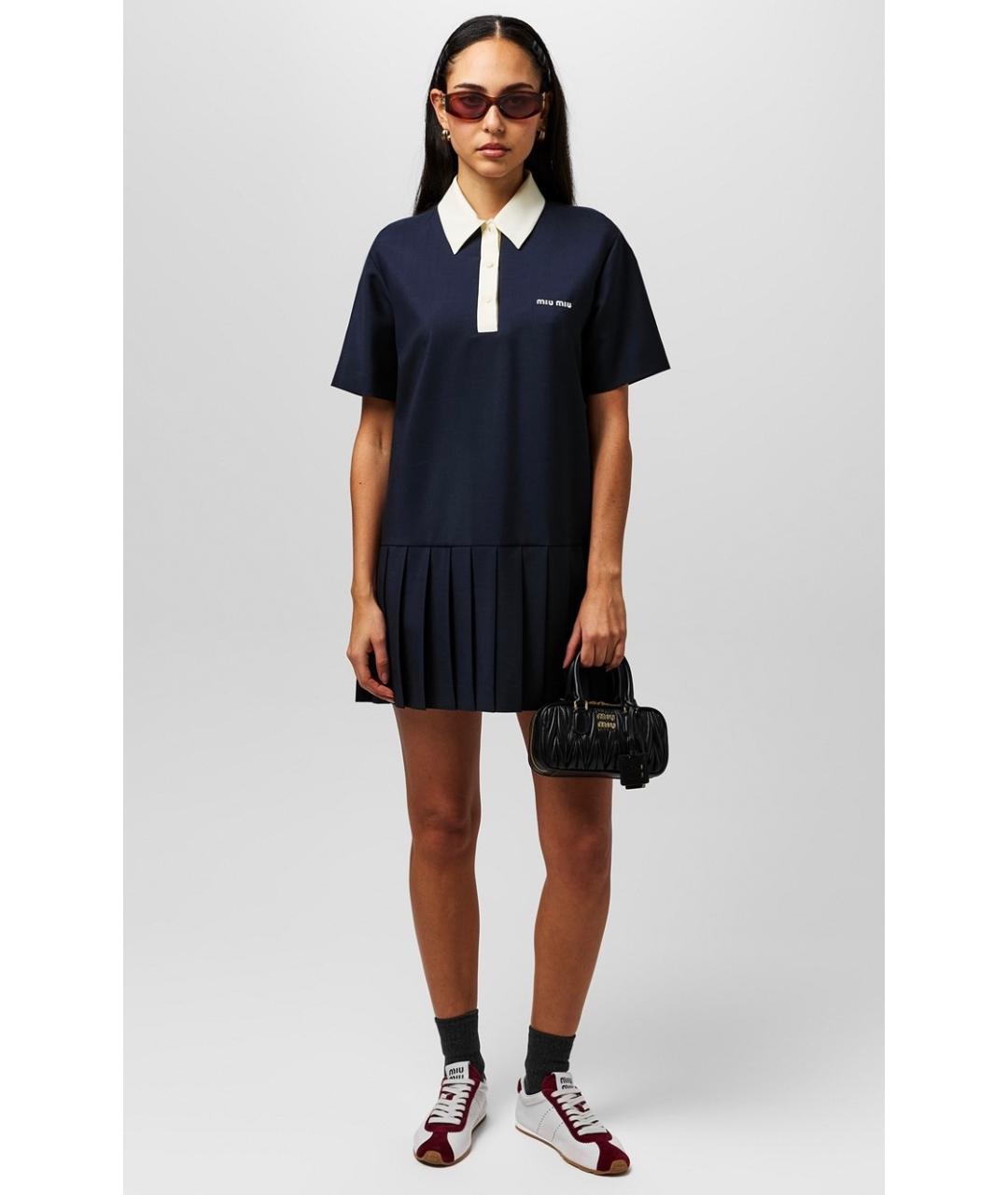 MIU MIU Темно-синее хлопковое повседневное платье, фото 2