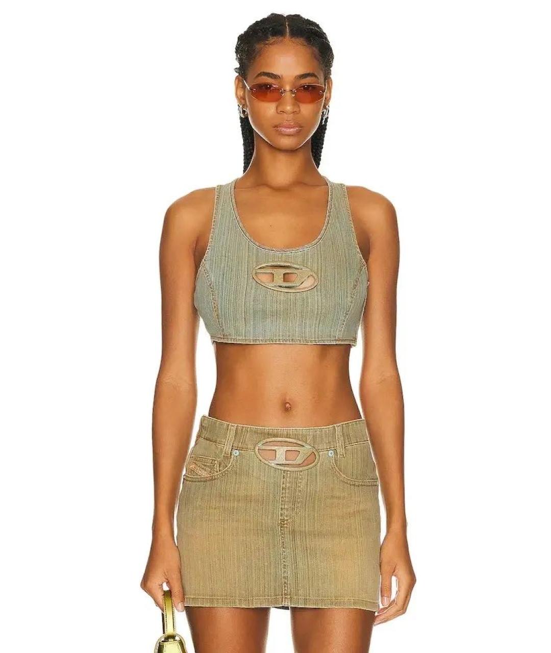 DIESEL Бежевый деним костюм с юбками, фото 2