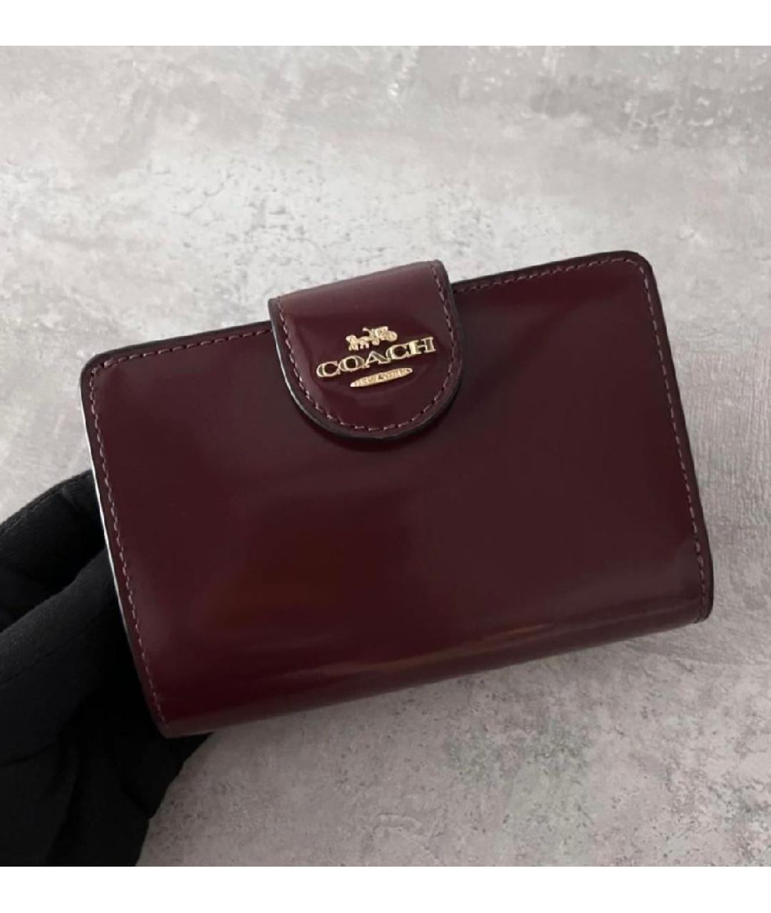 COACH Бордовый кожаный кошелек, фото 2