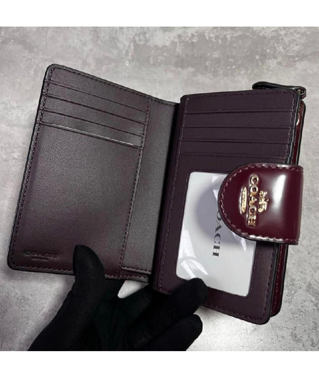 COACH Бордовый кожаный кошелек, фото 5