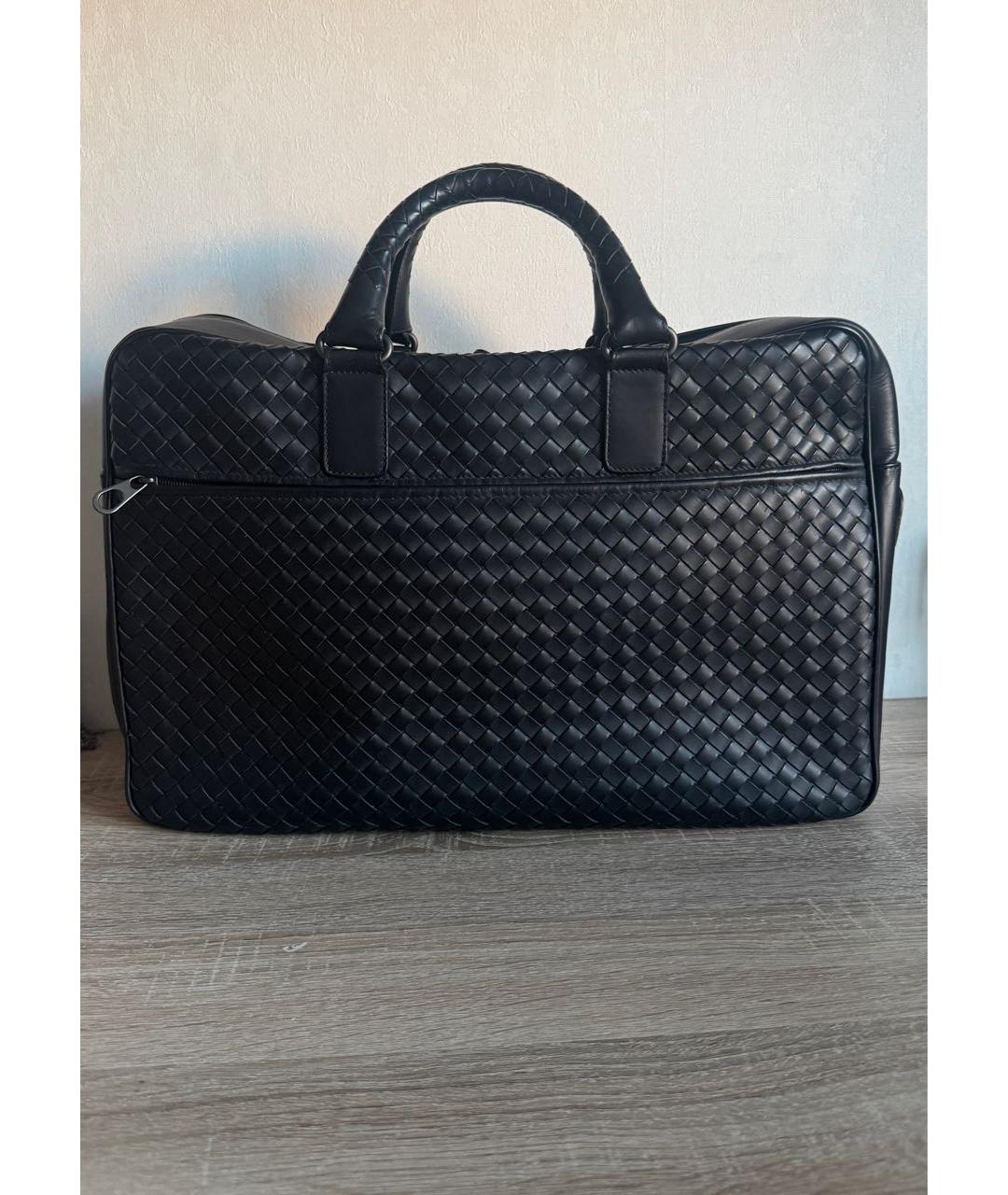 BOTTEGA VENETA Черный кожаный портфель, фото 2