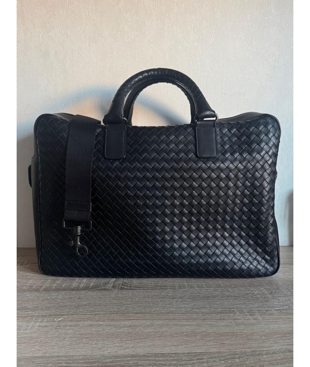 BOTTEGA VENETA Черный кожаный портфель, фото 8