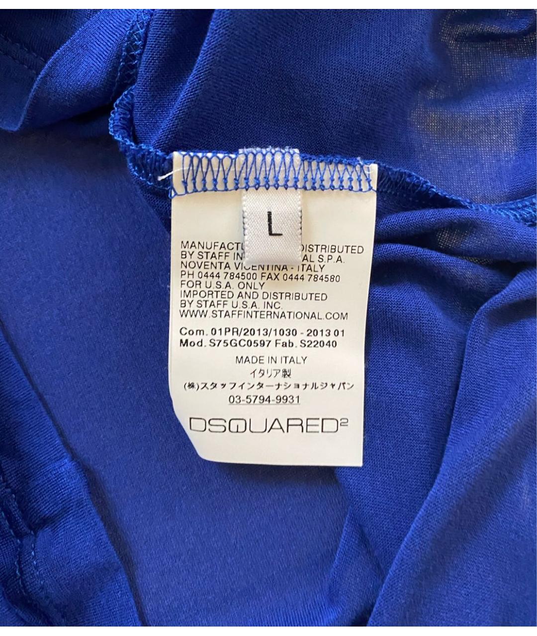 DSQUARED2 Синяя хлопковая футболка, фото 7