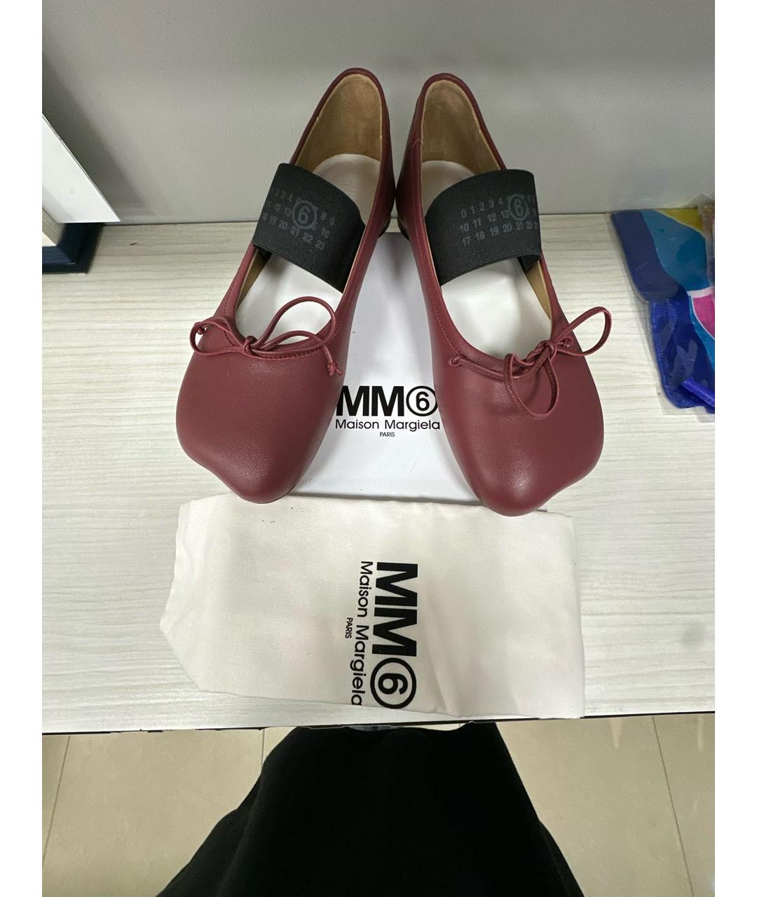 MM6 MAISON MARGIELA Бордовые кожаные туфли, фото 5