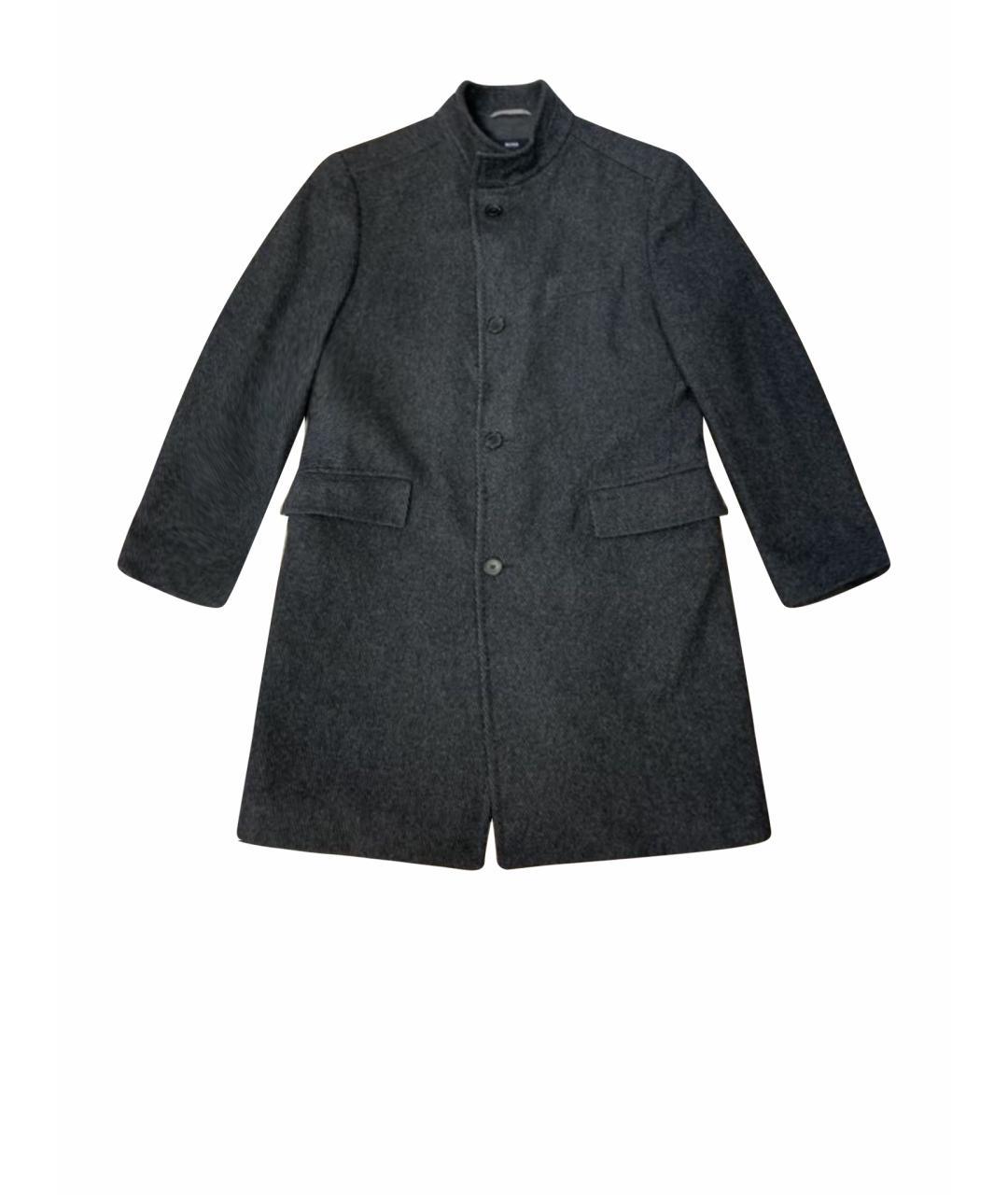 HUGO BOSS Серое шерстяное пальто, фото 1