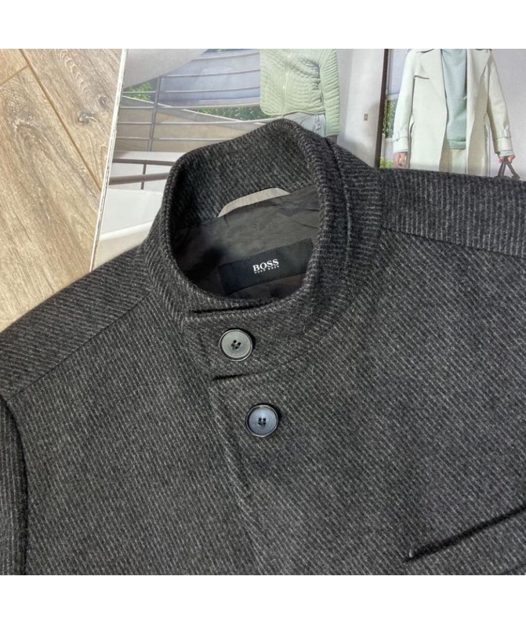 HUGO BOSS Серое шерстяное пальто, фото 3