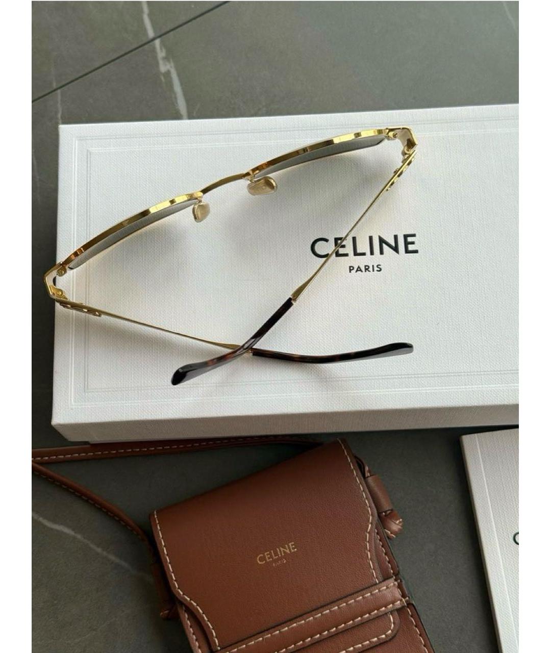 CELINE Золотые металлические солнцезащитные очки, фото 3