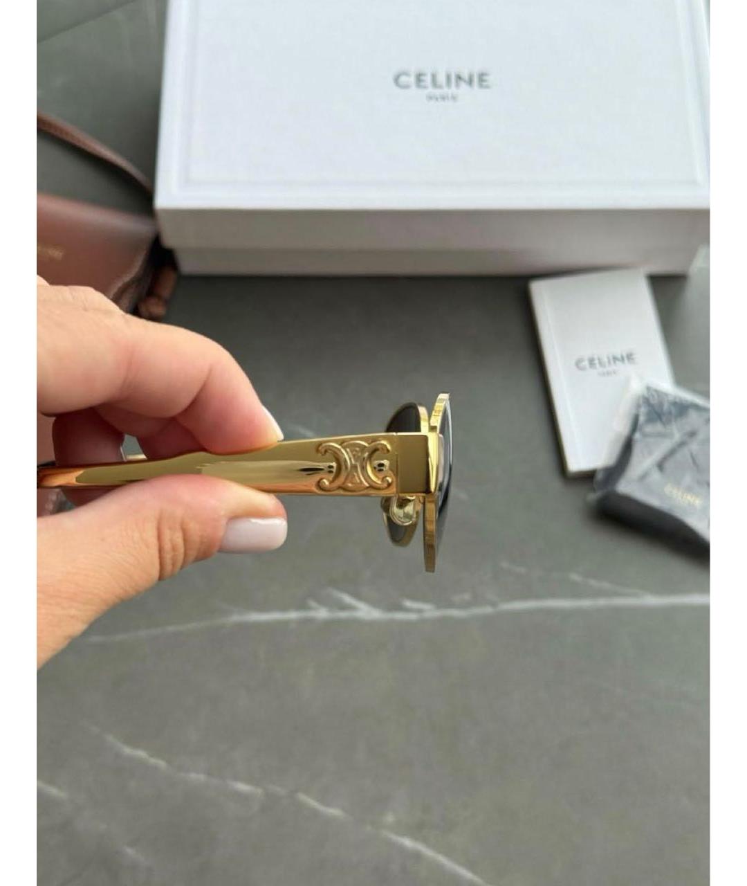 CELINE Золотые металлические солнцезащитные очки, фото 8