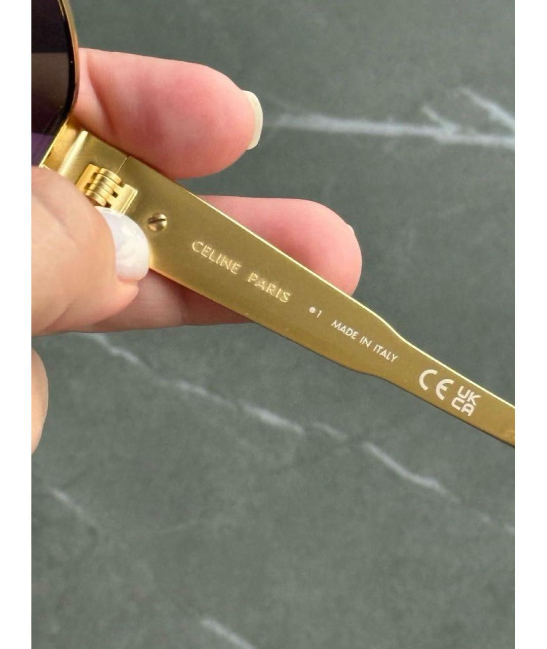 CELINE Золотые металлические солнцезащитные очки, фото 7