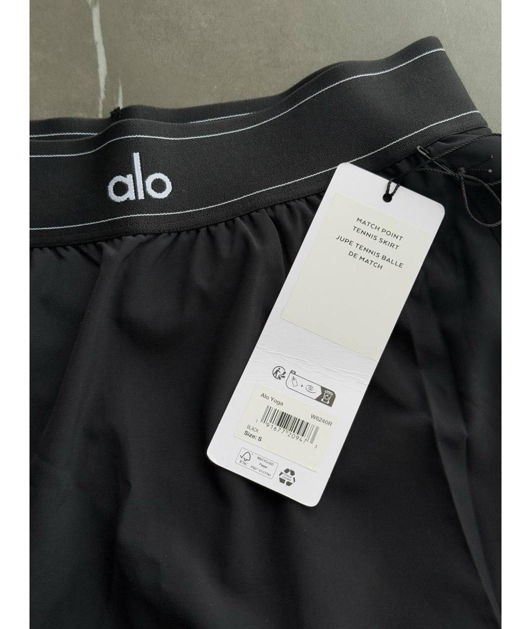 ALO YOGA Черная полиэстеровая юбка-шорты, фото 3