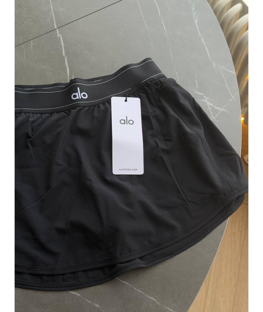 ALO YOGA Черная полиэстеровая юбка-шорты, фото 2