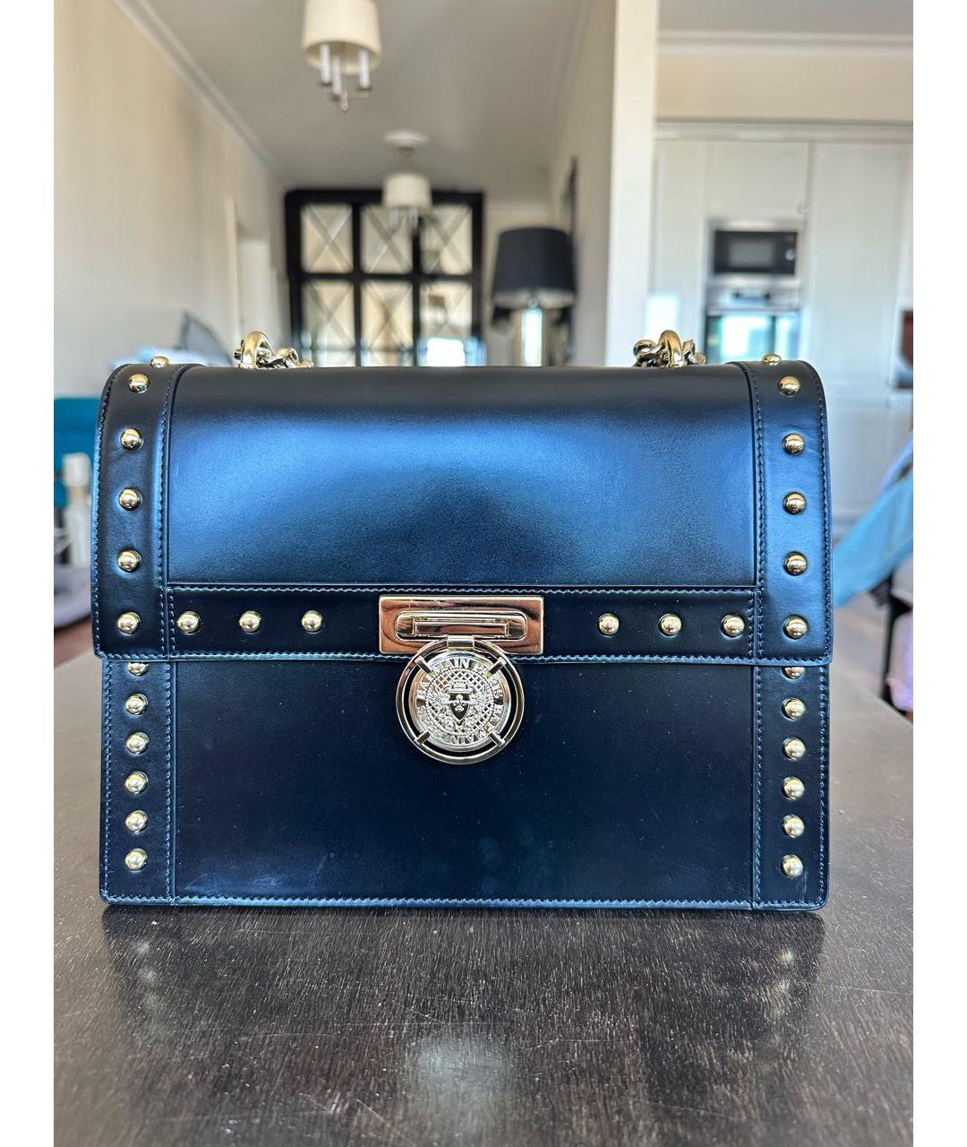 BALMAIN Черная кожаная сумка через плечо, фото 6