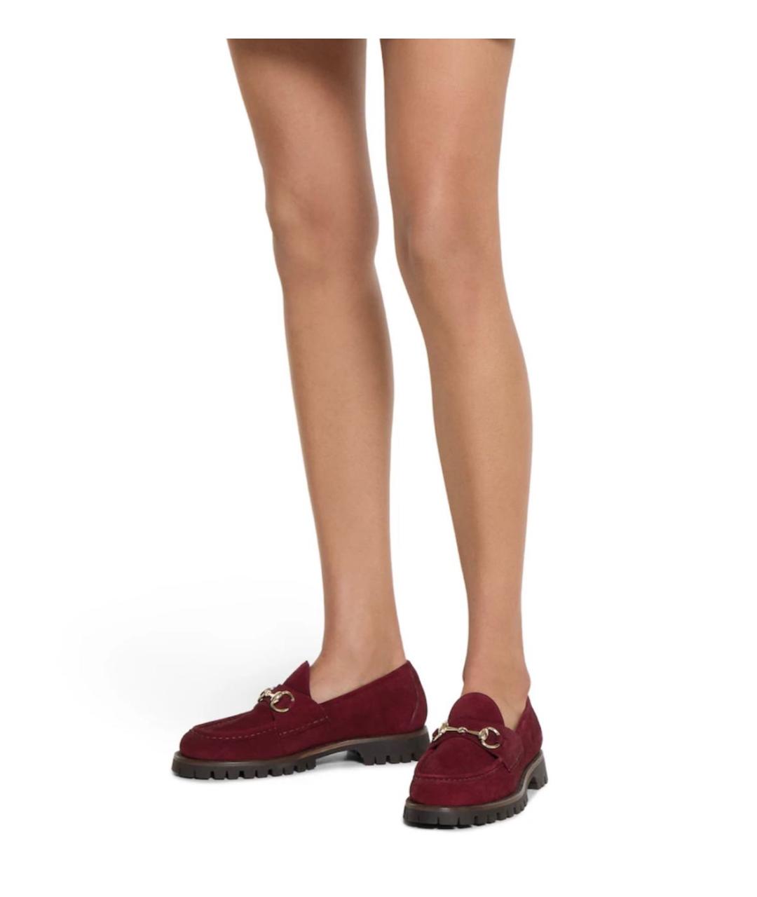 GUCCI Бордовые замшевые лоферы, фото 3