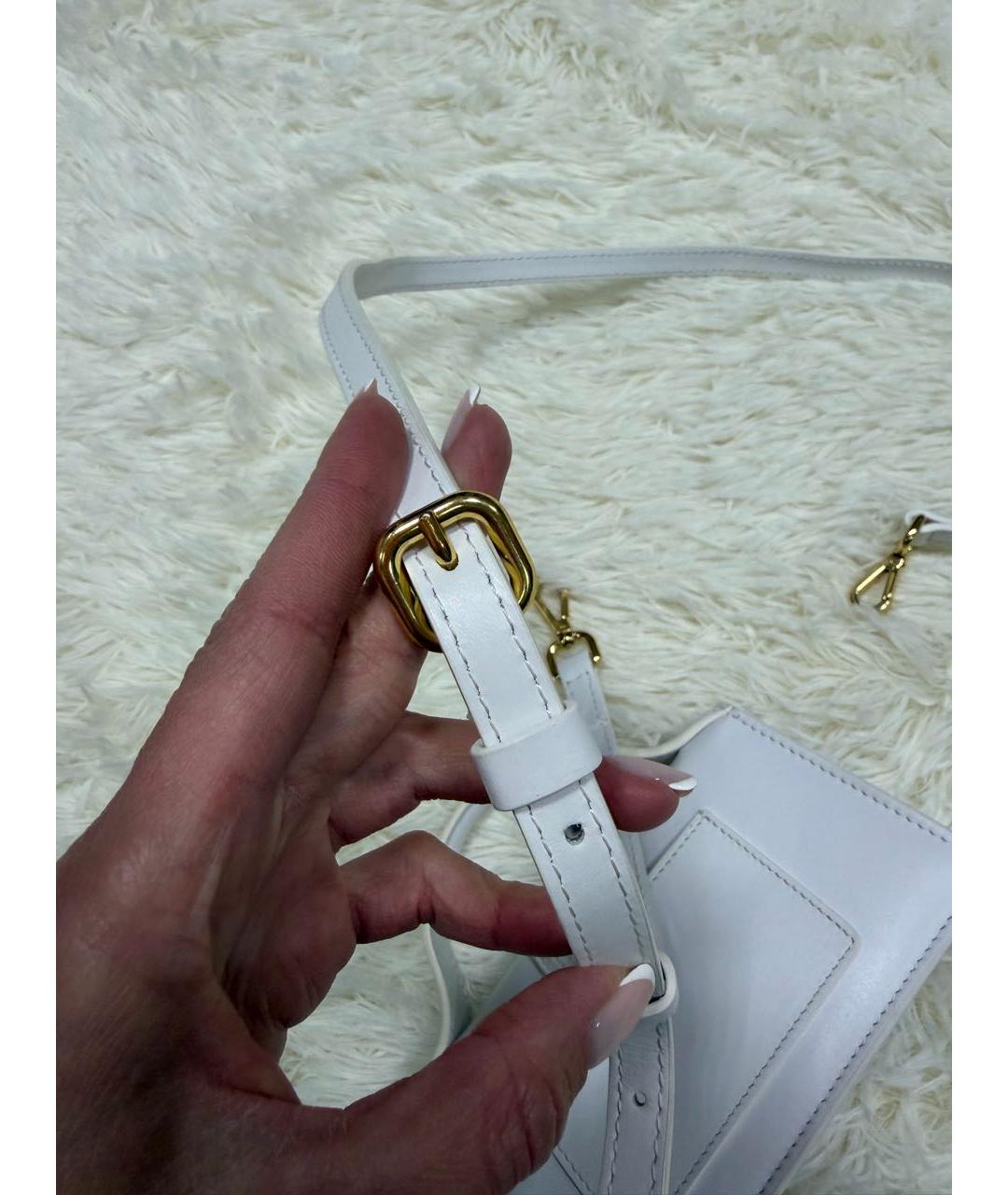 JACQUEMUS Белая кожаная сумка через плечо, фото 6