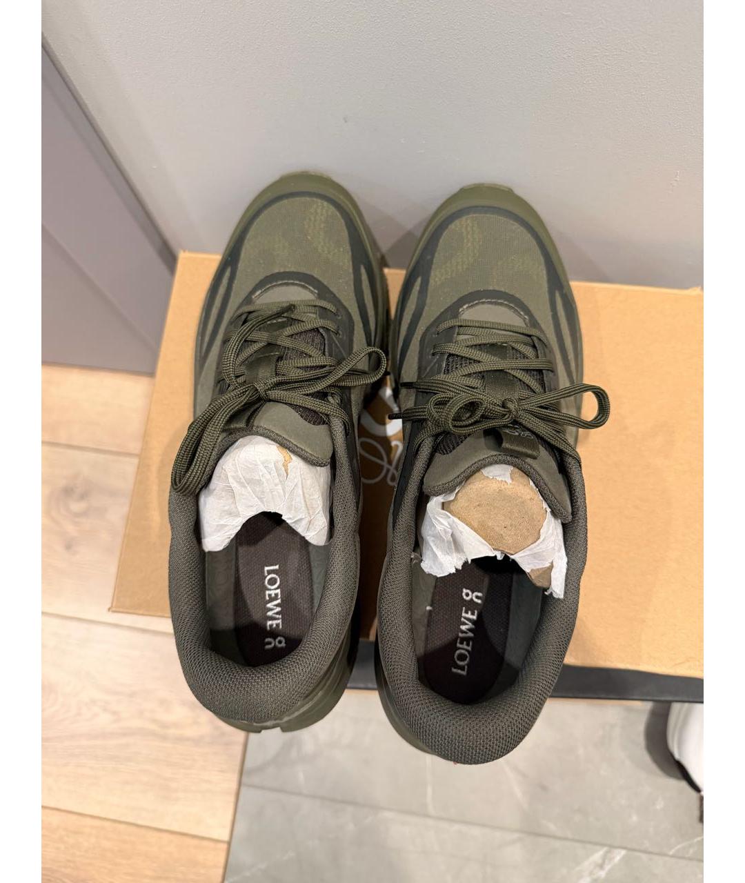 LOEWE Хаки резиновые низкие кроссовки / кеды, фото 4