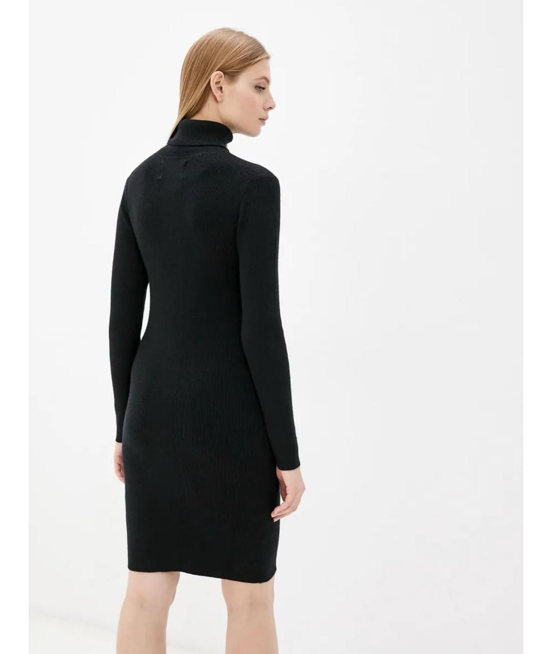 CALVIN KLEIN Черное хлопко-эластановое повседневное платье, фото 2