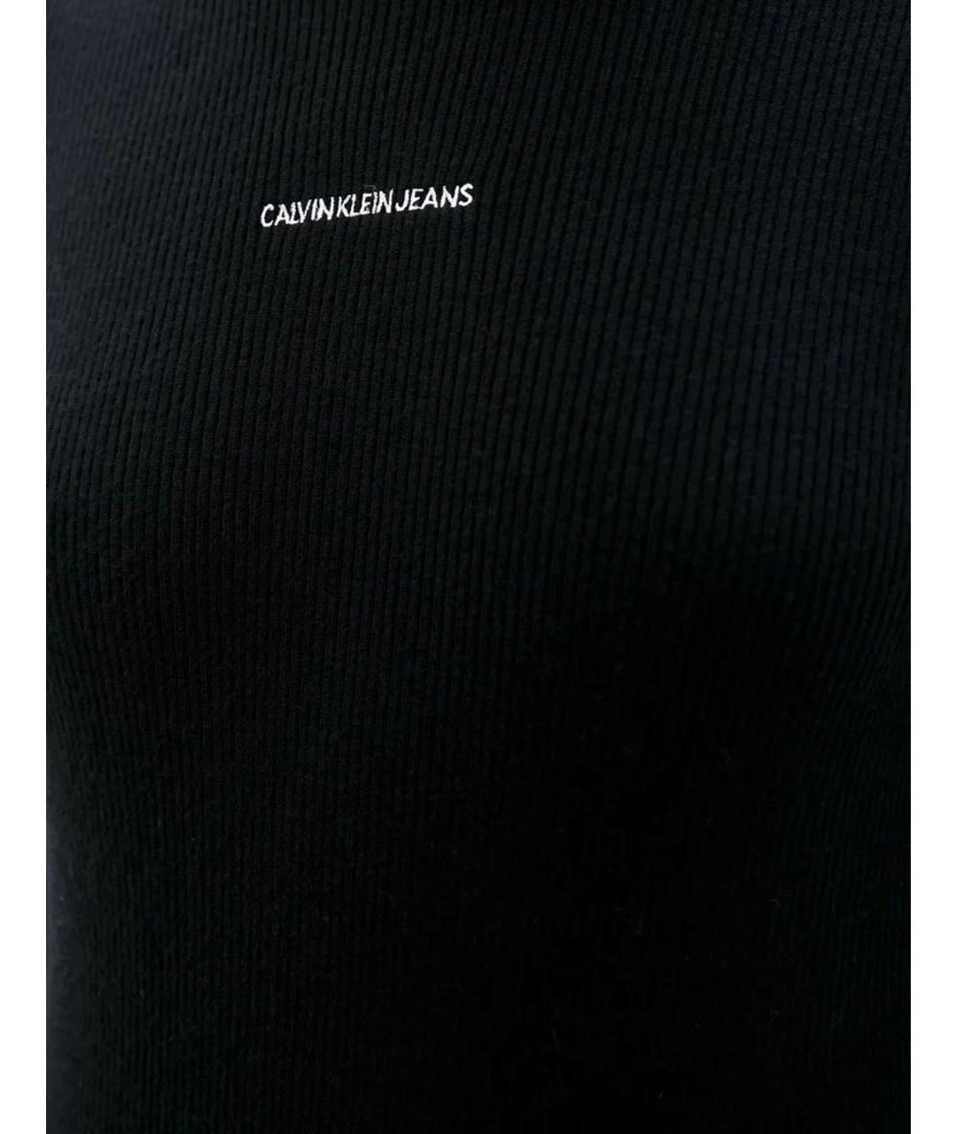 CALVIN KLEIN Черное хлопко-эластановое повседневное платье, фото 4