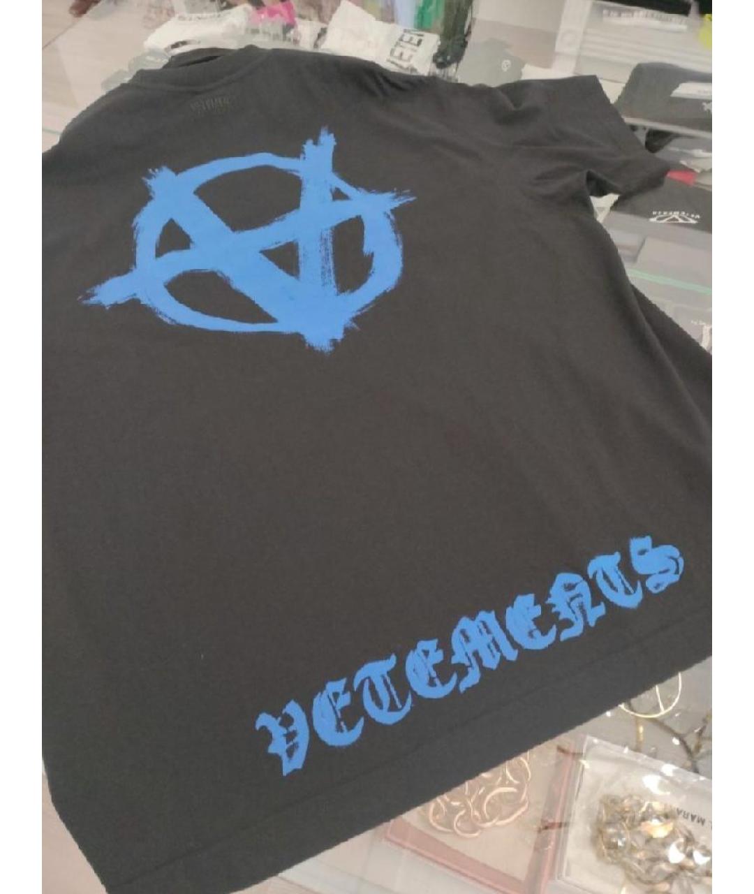 VETEMENTS Черная хлопковая футболка, фото 4