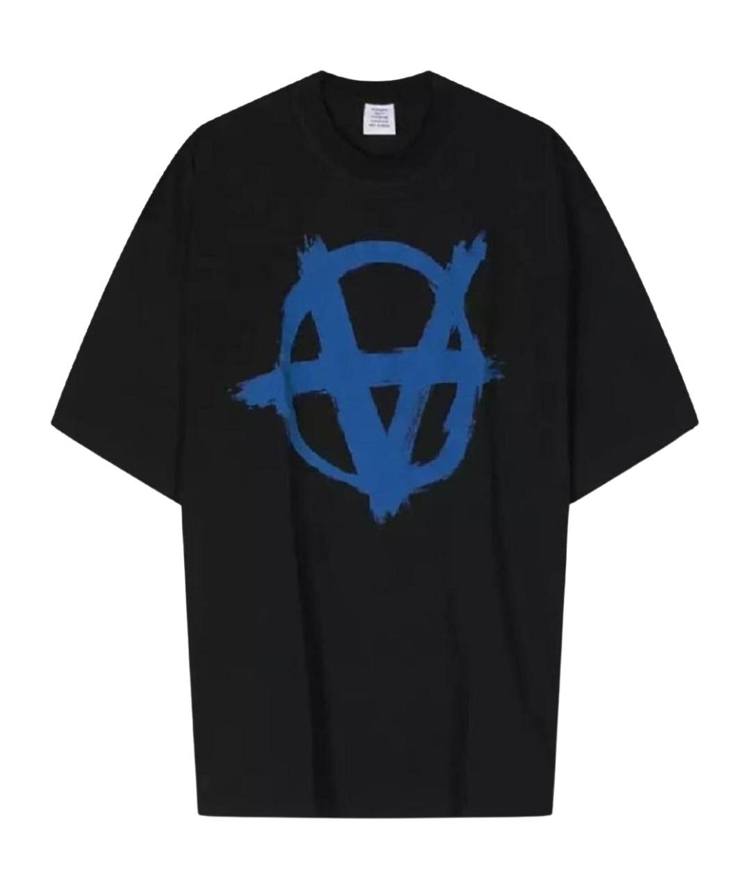 VETEMENTS Черная хлопковая футболка, фото 1