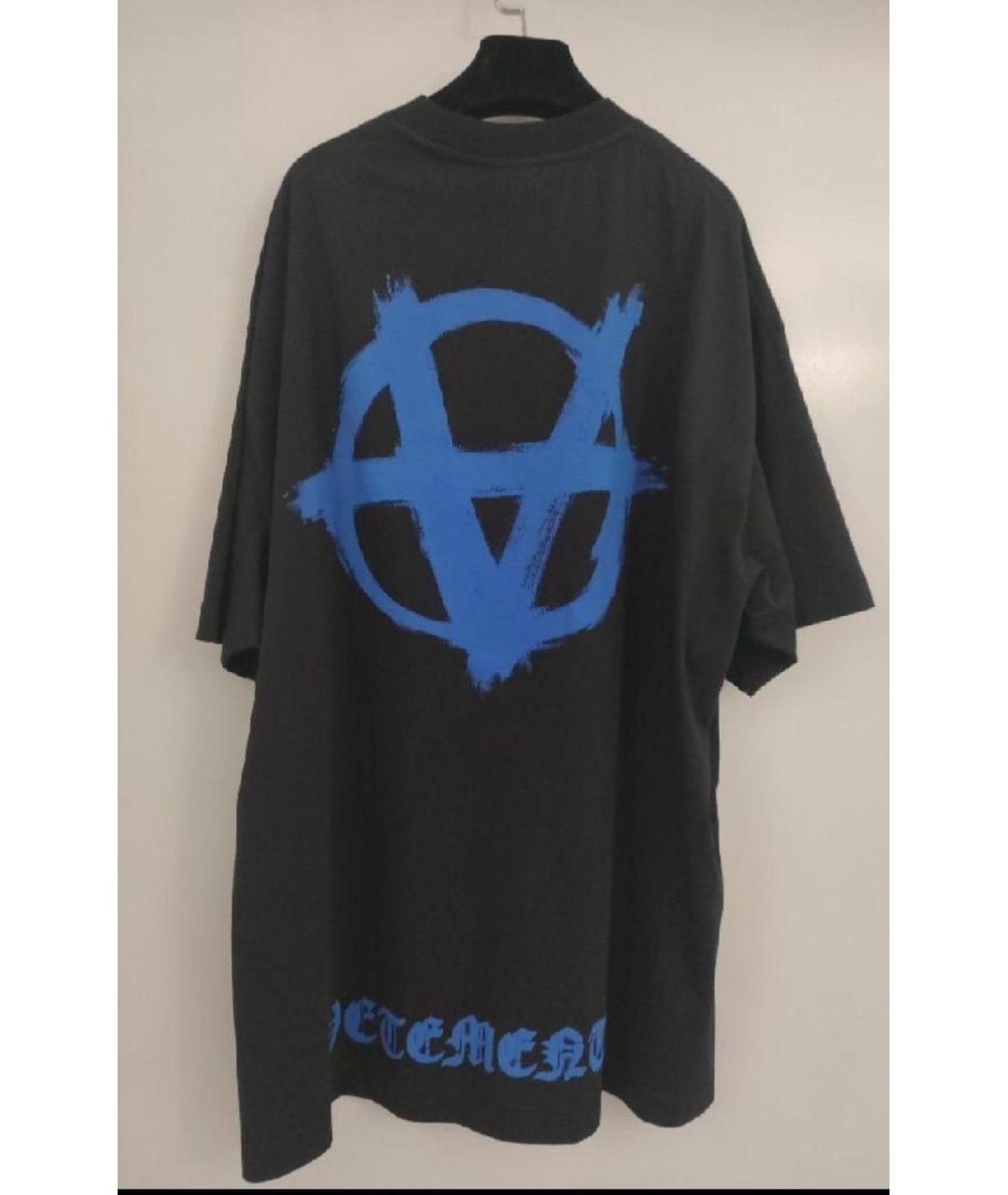 VETEMENTS Черная хлопковая футболка, фото 2